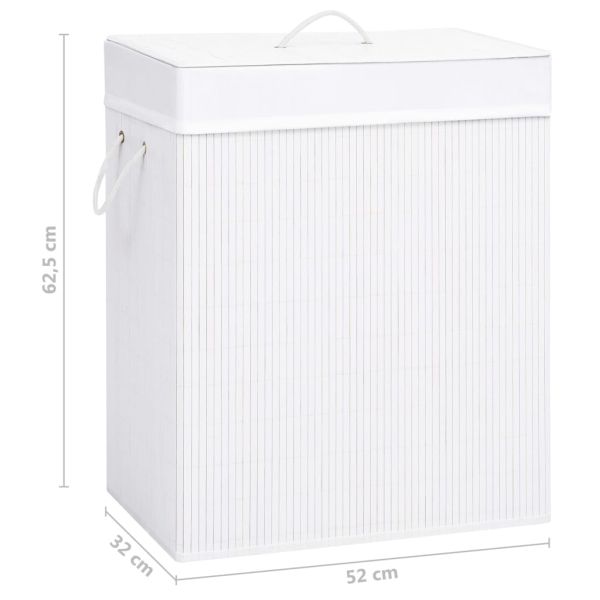 Бамбуков кош за пране с 2 секции, бял, 100 л