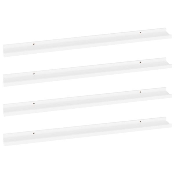 Стенни рафтове, 4 бр, бели, 100x9x3 см