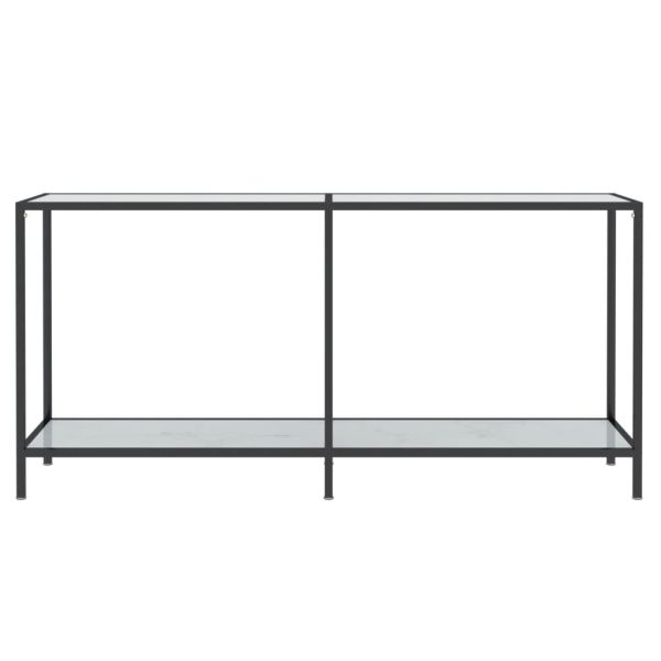 Конзолна маса, бяла, 160x35x75,5 cм, закалено стъкло