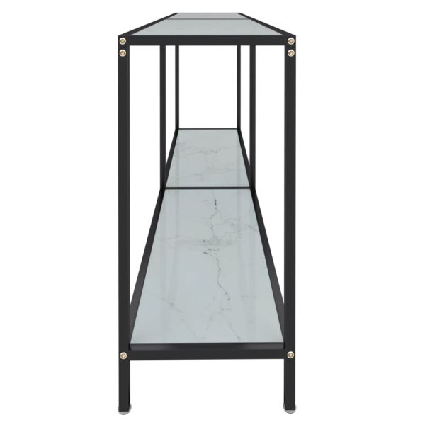 Конзолна маса, бяла, 160x35x75,5 cм, закалено стъкло