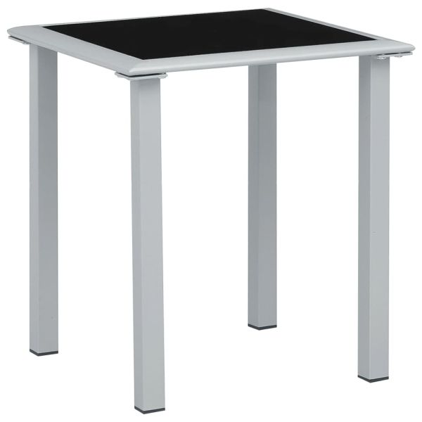 310541 Garden Table Black and Silver 41x41x45 cm Steel and Glass