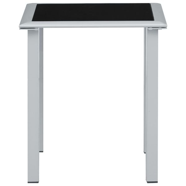 310541 Garden Table Black and Silver 41x41x45 cm Steel and Glass