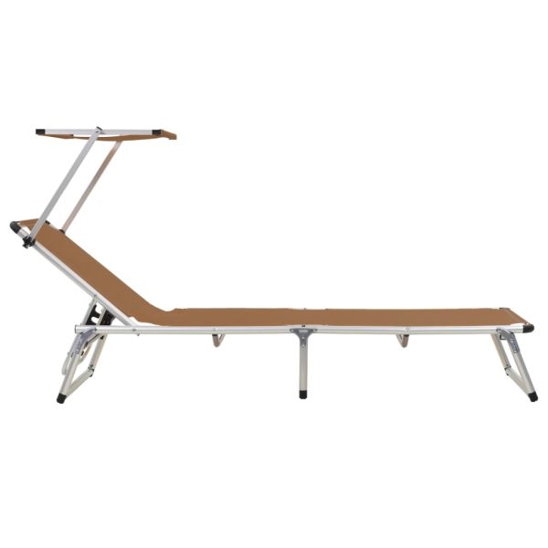 312461 Folding Sun Loungers with Roof 2 pcs Aluminium&Textilene Brown
