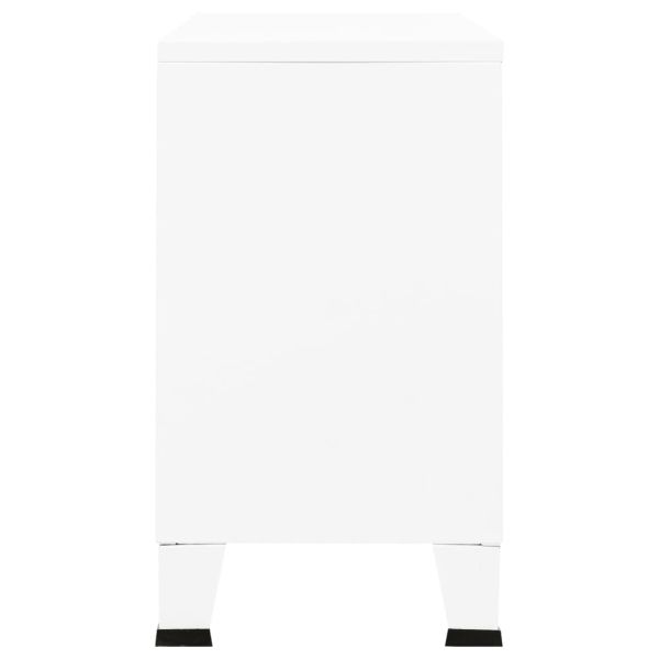 Индустриален бюфет, бял, 105x35x62 см, метал и стъкло