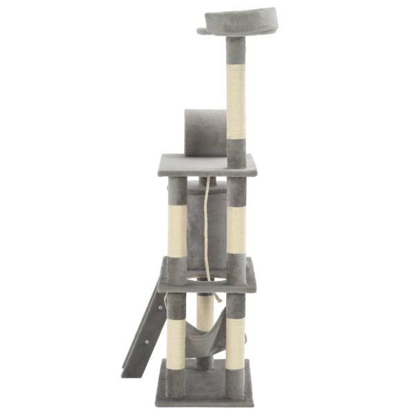 Котешко дърво със сизалени стълбове, 140 см, сиво