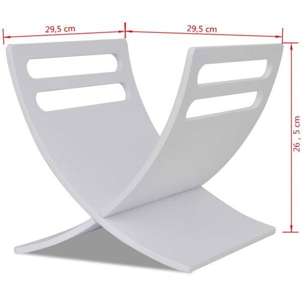 Дървена поставка за списания, подова, бяла
