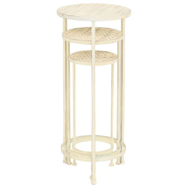 Цветарник, 3 части, винтидж стил, метал, антично бял