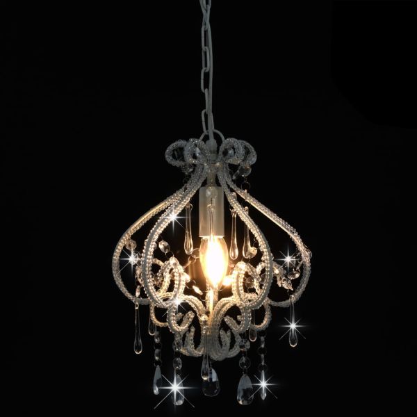 Полилей с кристали, бял, кръгъл, E14