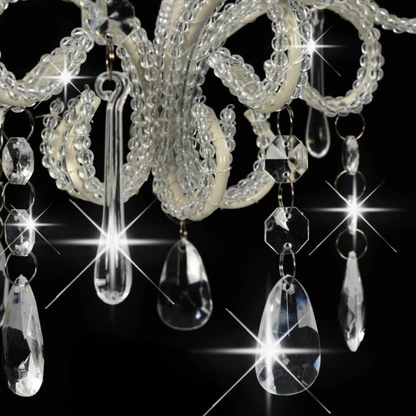 Полилей с кристали, бял, кръгъл, E14