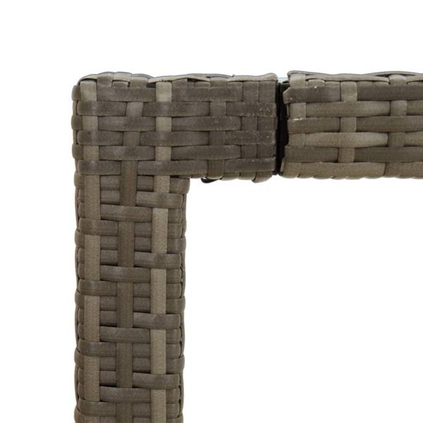 Градинска маса, 90x90x75 см, закалено стъкло и полиратан, сива