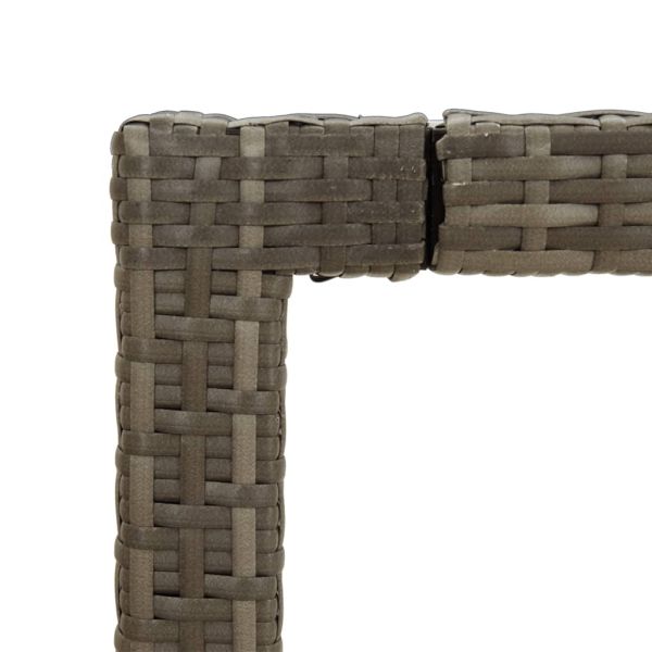 Градинска маса, сива, 190x90x75 см, закалено стъкло и полиратан