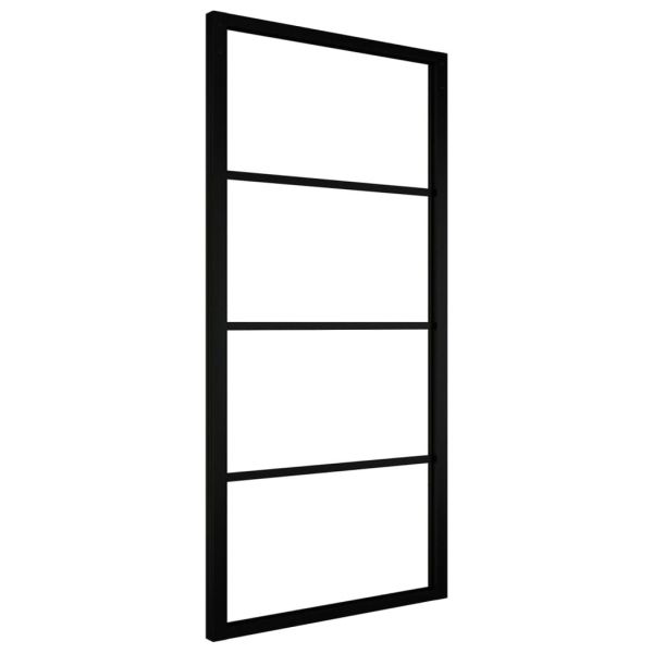 Плъзгаща врата, алуминий и ESG стъкло, 90x205 см, черна