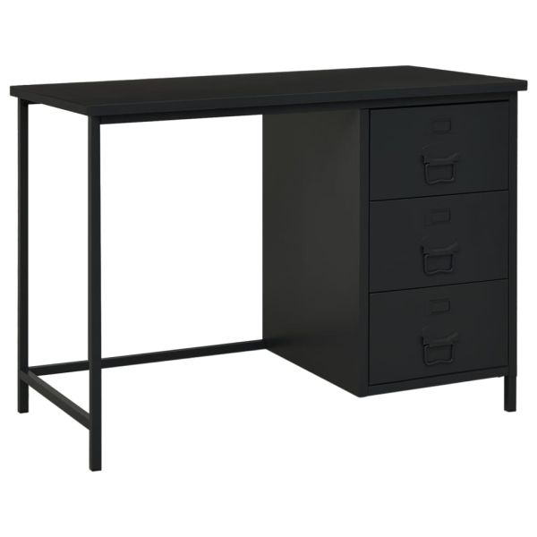 Индустриално бюро с чекмеджета, черно, 105x52x75 см, стомана