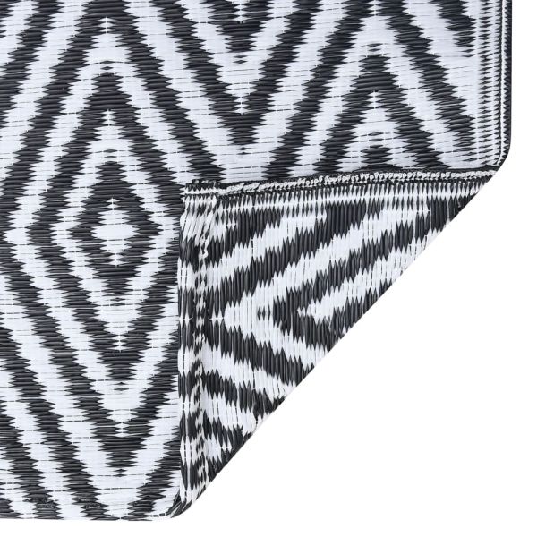 Килим за открито, ARAKIL бяло и черно, 120x180 см, PP