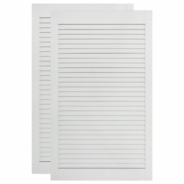 Врати за шкафове решетен дизайн 2 бр бял 99,3x49,4 см бор масив