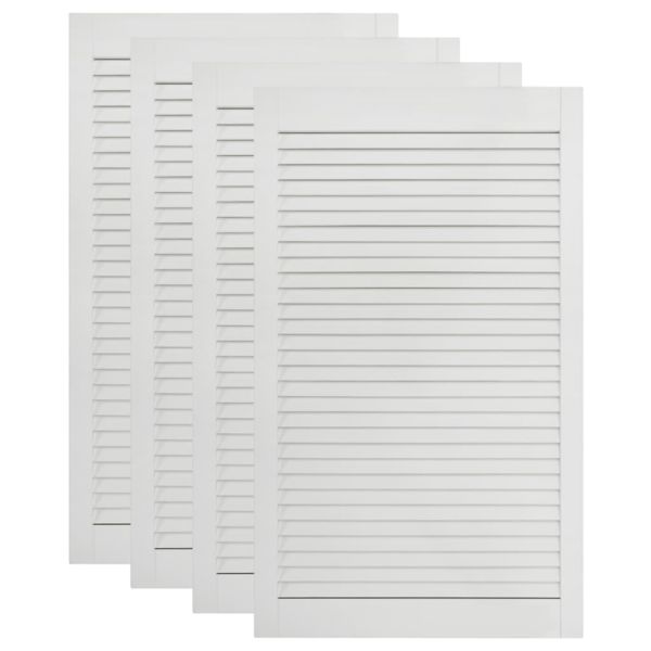 Врати за шкафове решетен дизайн 4 бр бял 99,3x49,4 см бор масив