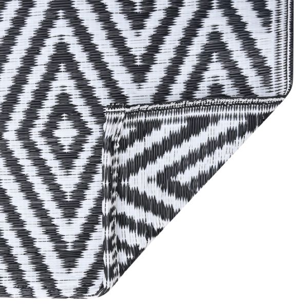 Килим за открито, ARAKIL бяло и черно, 190x290 см, PP