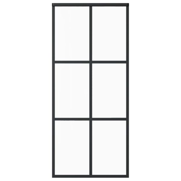 Плъзгаща врата, ESG стъкло и алуминий, 90x205 см, черна