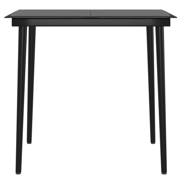 Градински трапезен комплект с възглавници 5 части, сиво и черно