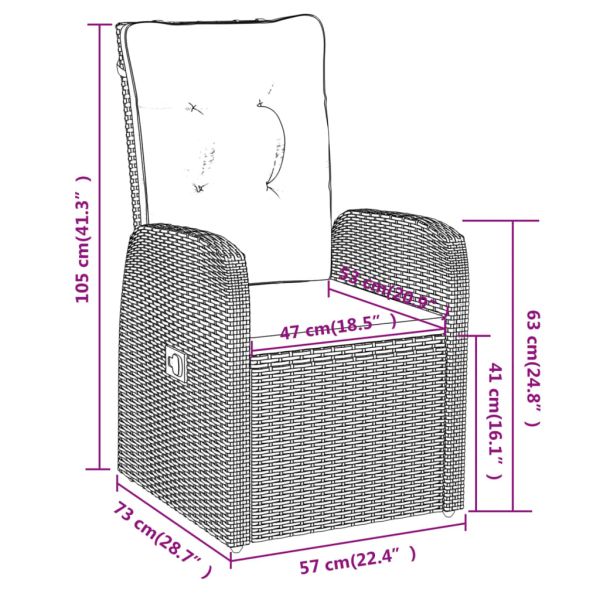 Градински трапезен комплект от 5 части с възглавници черен