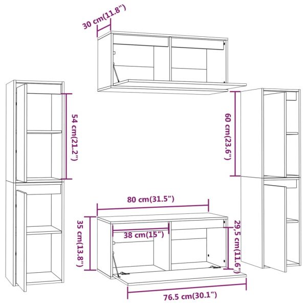 ТВ шкафове, 6 бр, бели, бор масив