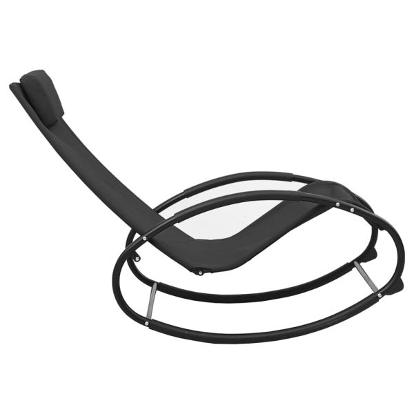 Шезлонг с възглавница, черен, стомана и textilene