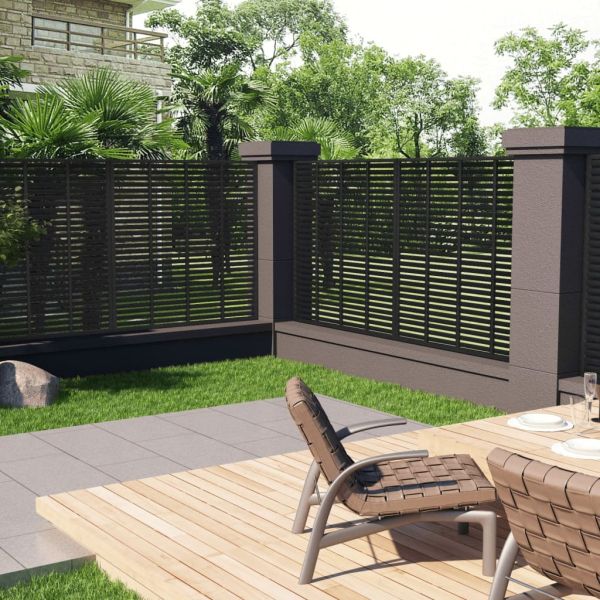 Ограда с ламели, WPC, 180x180 см, тъмносива