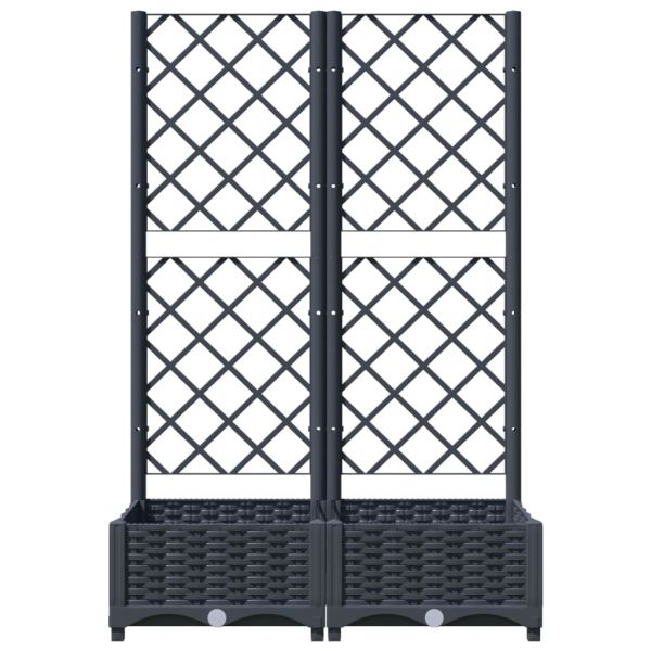 Градинска саксия с решетка, синьо-сива, 80x40x121,5 см, полипропилен