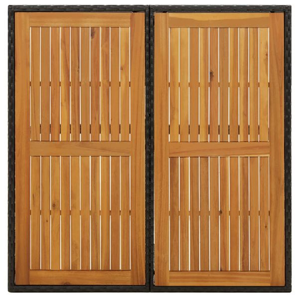 Градинска маса, черна, 109x107x74 см, полиратан и акация масив