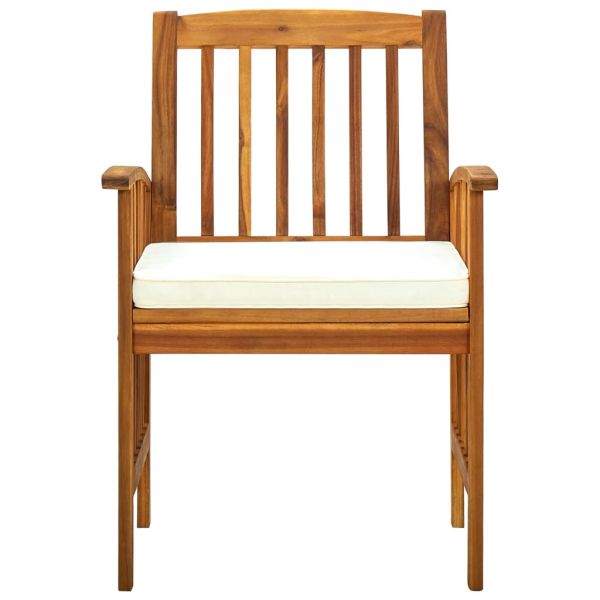 Градински трапезни столове с възглавници, 3 бр, акация масив