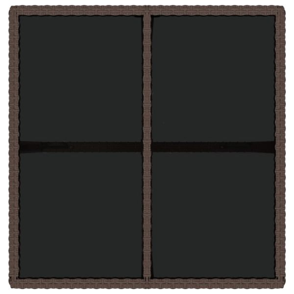 Градинска маса, кафява, 109x107x74 см, полиратан и стъкло