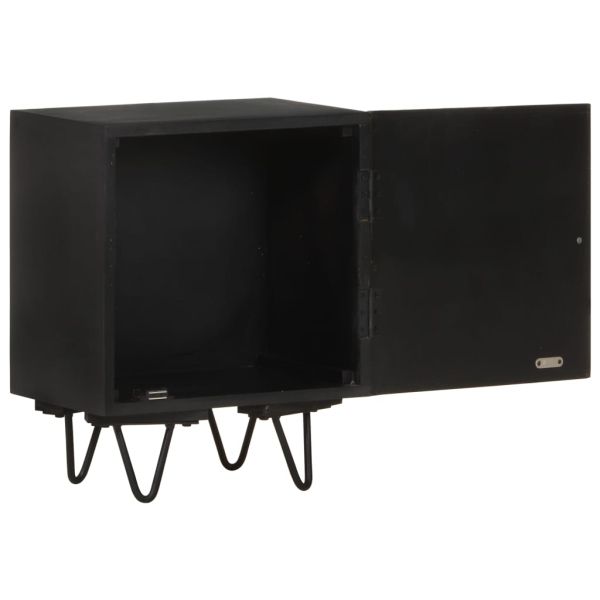 Нощно шкафче с месингова предна част 40x30x50 см манго масив