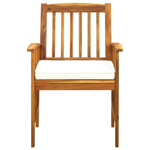 Градински трапезен комплект с възглавници 3 части акация масив