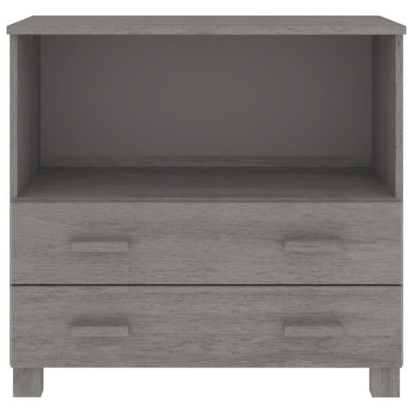 Сайдборд HAMAR, светлосив, 85x35x80 см, борово дърво масив