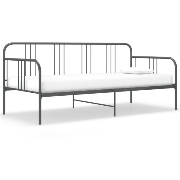 324751 Sofa Bed Frame Grey Metal 90x200 cm