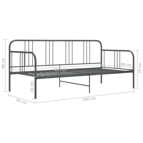 324751 Sofa Bed Frame Grey Metal 90x200 cm