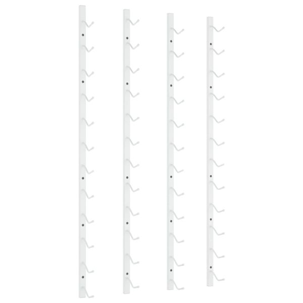 Стойки за вино за 12 бутилки, стенен монтаж, 2 бр, бели, желязо