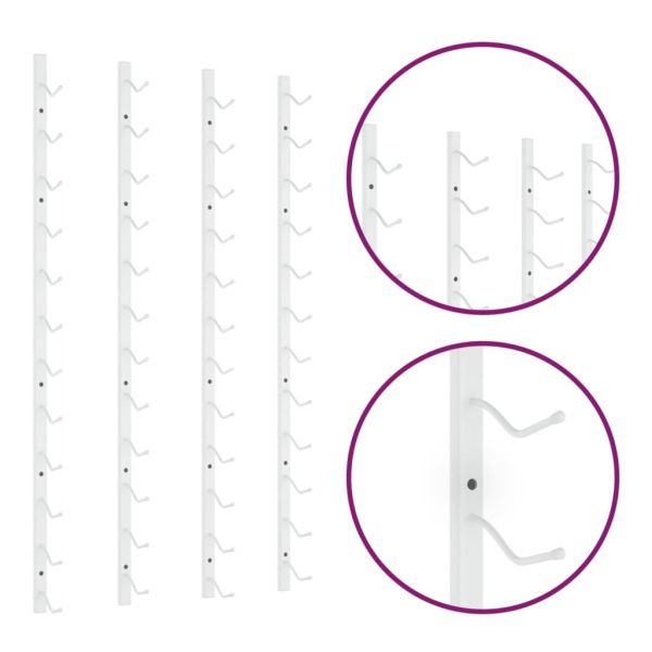 Стойки за вино за 12 бутилки, стенен монтаж, 2 бр, бели, желязо