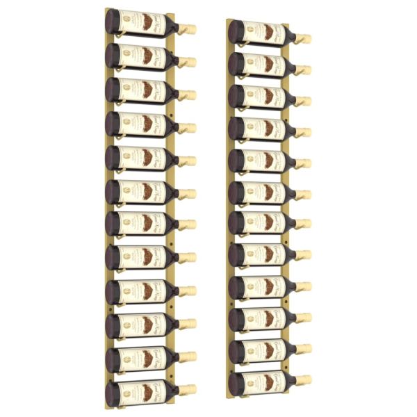 Стойки за вино за 12 бутилки стенен монтаж 2 бр златисти желязо