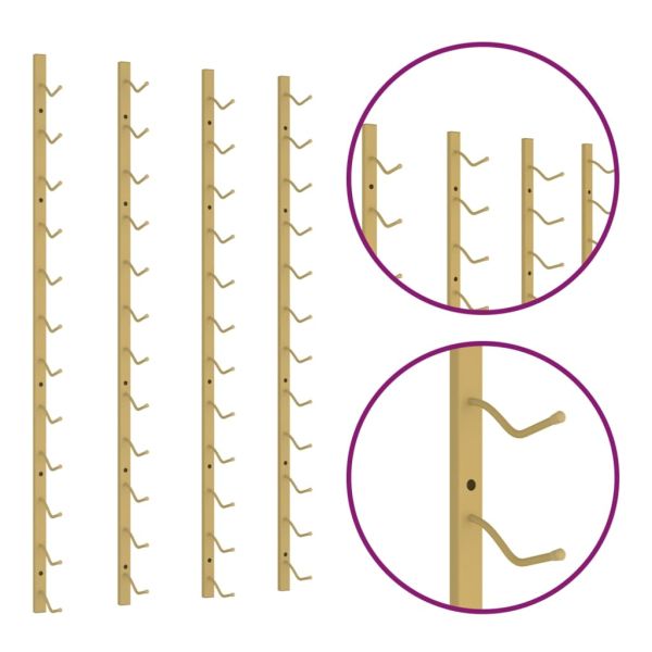 Стойки за вино за 12 бутилки стенен монтаж 2 бр златисти желязо