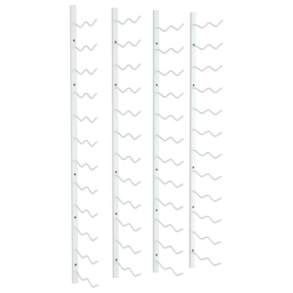 Стойки за вино за 24 бутилки, стенен монтаж, 2 бр, бели, желязо