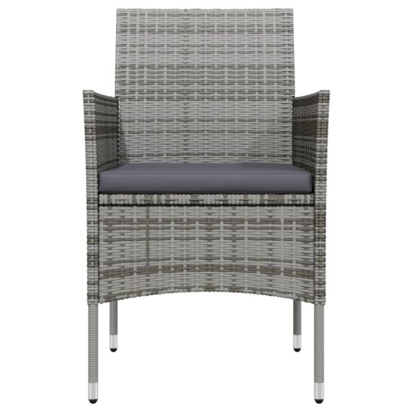 Градински трапезен комплект с възглавници 7 части сиво и черно