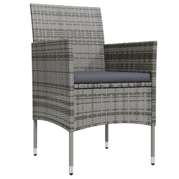 Градински трапезен комплект 9 части с възглавници сиво и черно