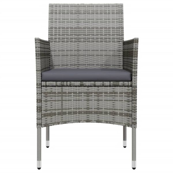 Градински трапезен комплект 9 части с възглавници сиво и черно