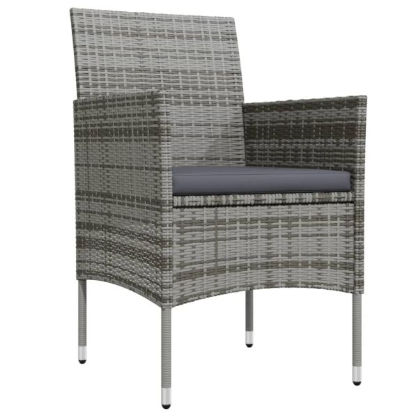 Градински трапезен комплект 9 части с възглавници сиво и черно