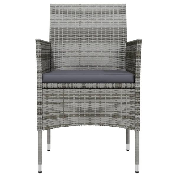 Градински трапезен комплект 9 части с възглавници сиво и черно