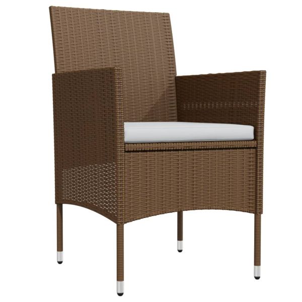 Градински трапезен комплект с възглавници 7 части, кафяво/черно