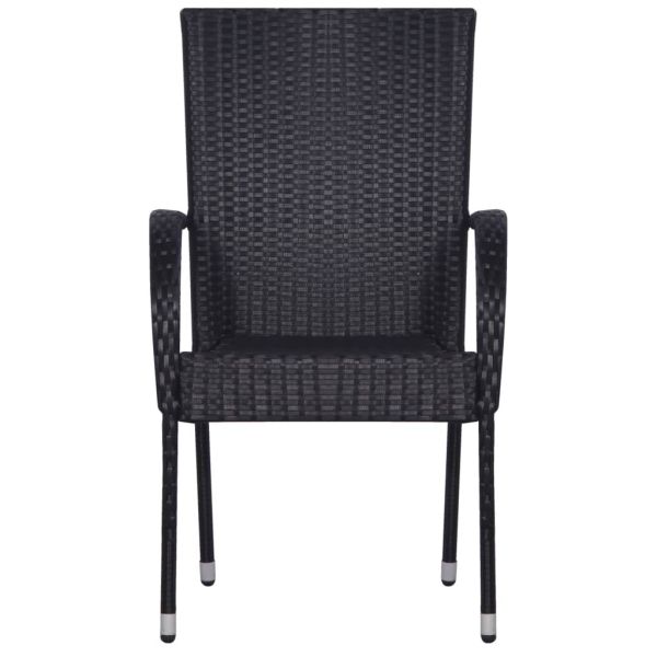 Градински трапезен комплект, 7 части, черен