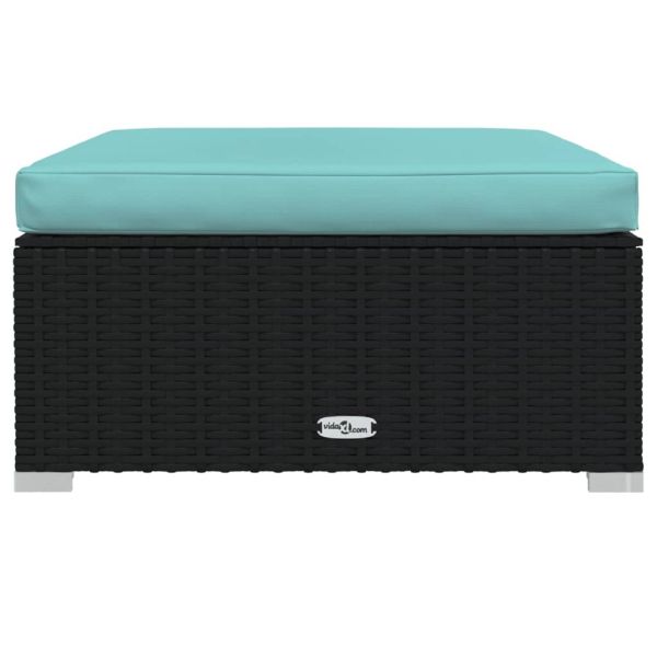 Градински лаундж комплект с възглавници 4 части черен полиратан