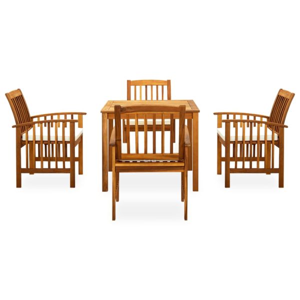 Градински трапезен комплект с възглавници 5 части акация масив